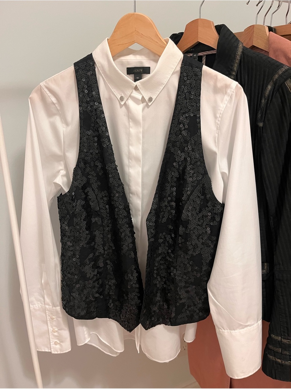 MICHAEL MICHAEL KORS sequin best, linen/cotton, black, SZ M